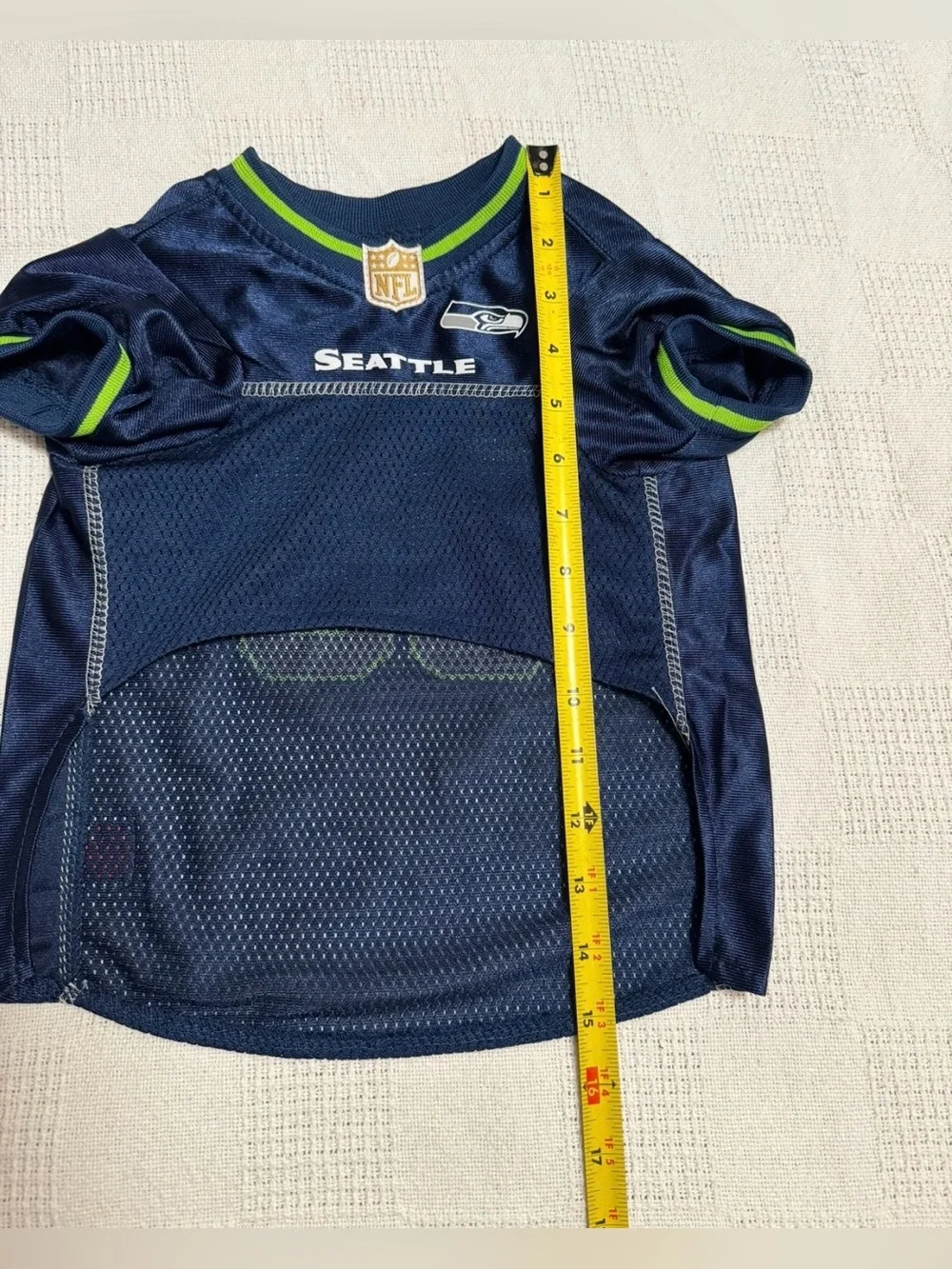 NFL Seattle Dog Jersey in Navy and Neon Green